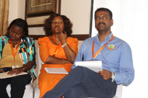 Some of the panel discussants from left to right: Penina Muoki, Olapeju Phorbee and Srini Rajendran