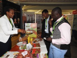Joyce Maru (BNFB) at CIP Booth - OFSP bread taster session