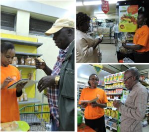 Participants enjoy sweetpotato products as Cecilia, Lucy and Penina conduct the survey