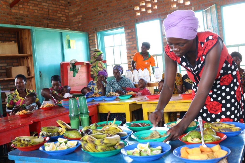 One of Kamabuye sector’s women with hands on skills towards a better-balanced diet. Photo: Aime Ndayisenga/CIP