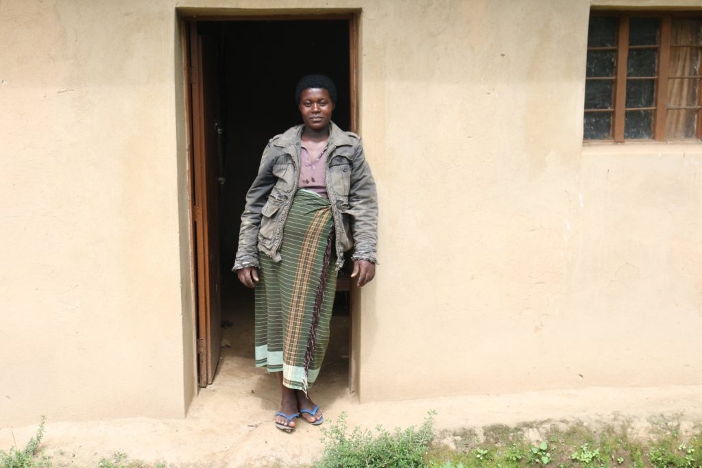 Clementine was given OFSP vines as she falls within the project target group of a woman in reproductive age and having a child of under 5 years. Photo: Aime Ndayisenga (CIP)